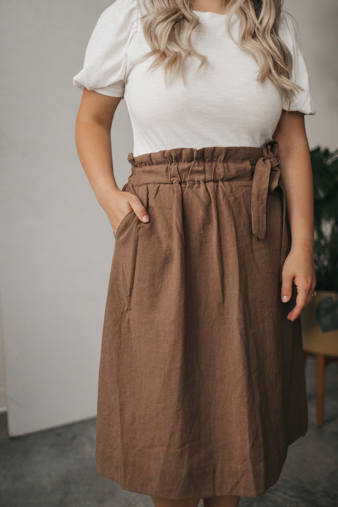 Sasha  High Waist Skirt in Mocha