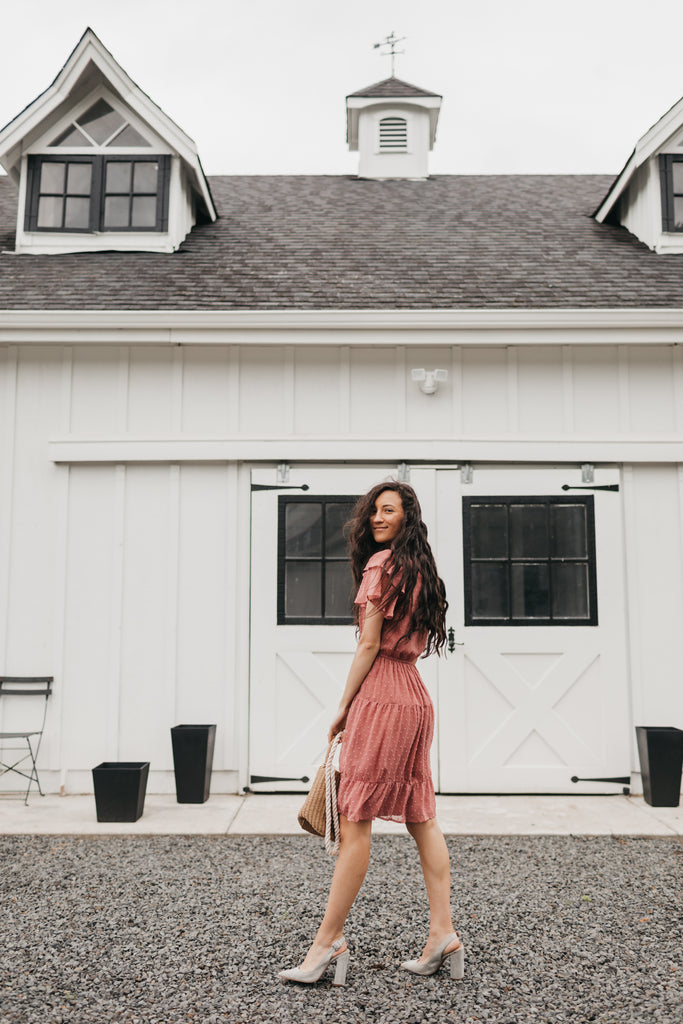 Elisa Swiss Dress in Sienna Pink