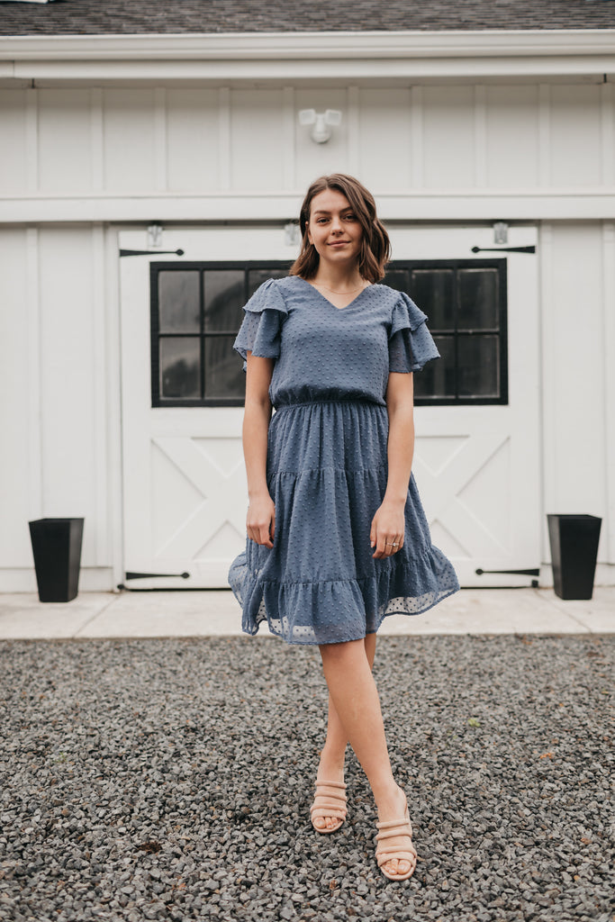 Elisa Swiss Dress in Cornflower Blue