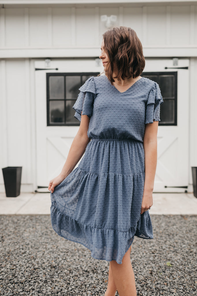Elisa Swiss Dress in Cornflower Blue