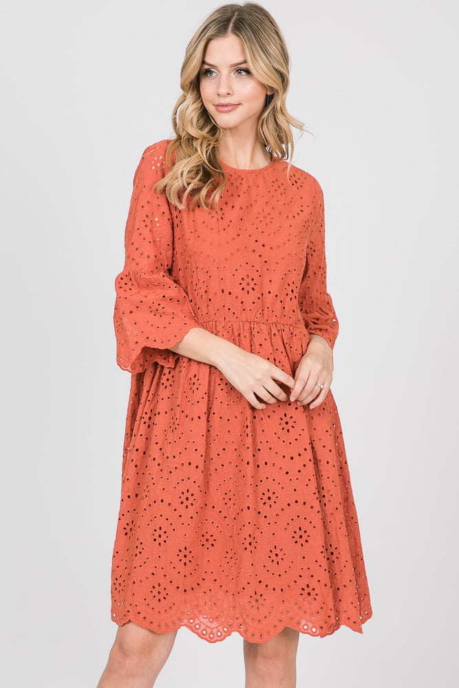 Jubilee Crochet Dress In Rust