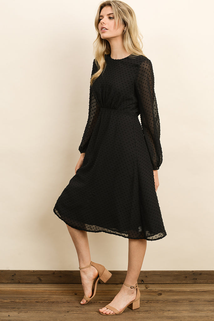 Colette Swiss Dot Dress in Black