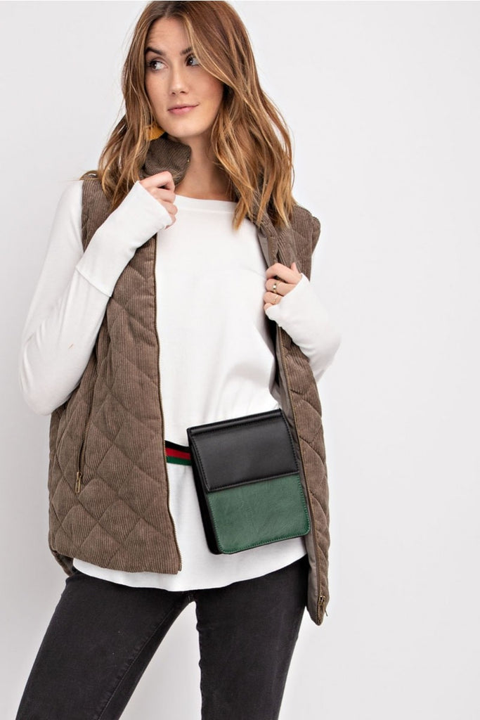 Corduroy Fall Vest in Olive