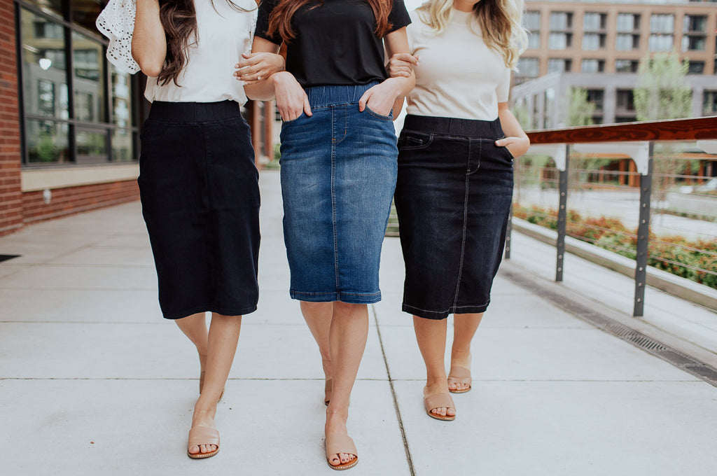 All Day Every Day Denim Skirt in  Vintage Wash PLUS SIZE