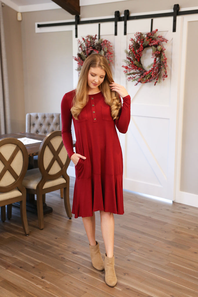 Versatile Cranberry Tee Dress