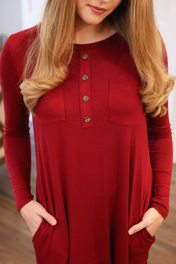 Versatile Cranberry Tee Dress