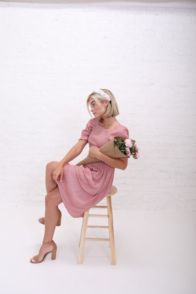 Annalise Smocked Dress in Rose (XS-2X)