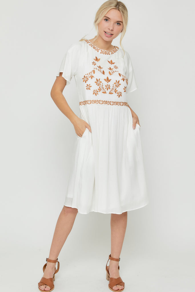 Riley Embroidered Knee Length Dress