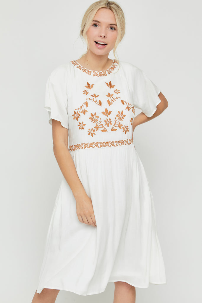 Riley Embroidered Knee Length Dress