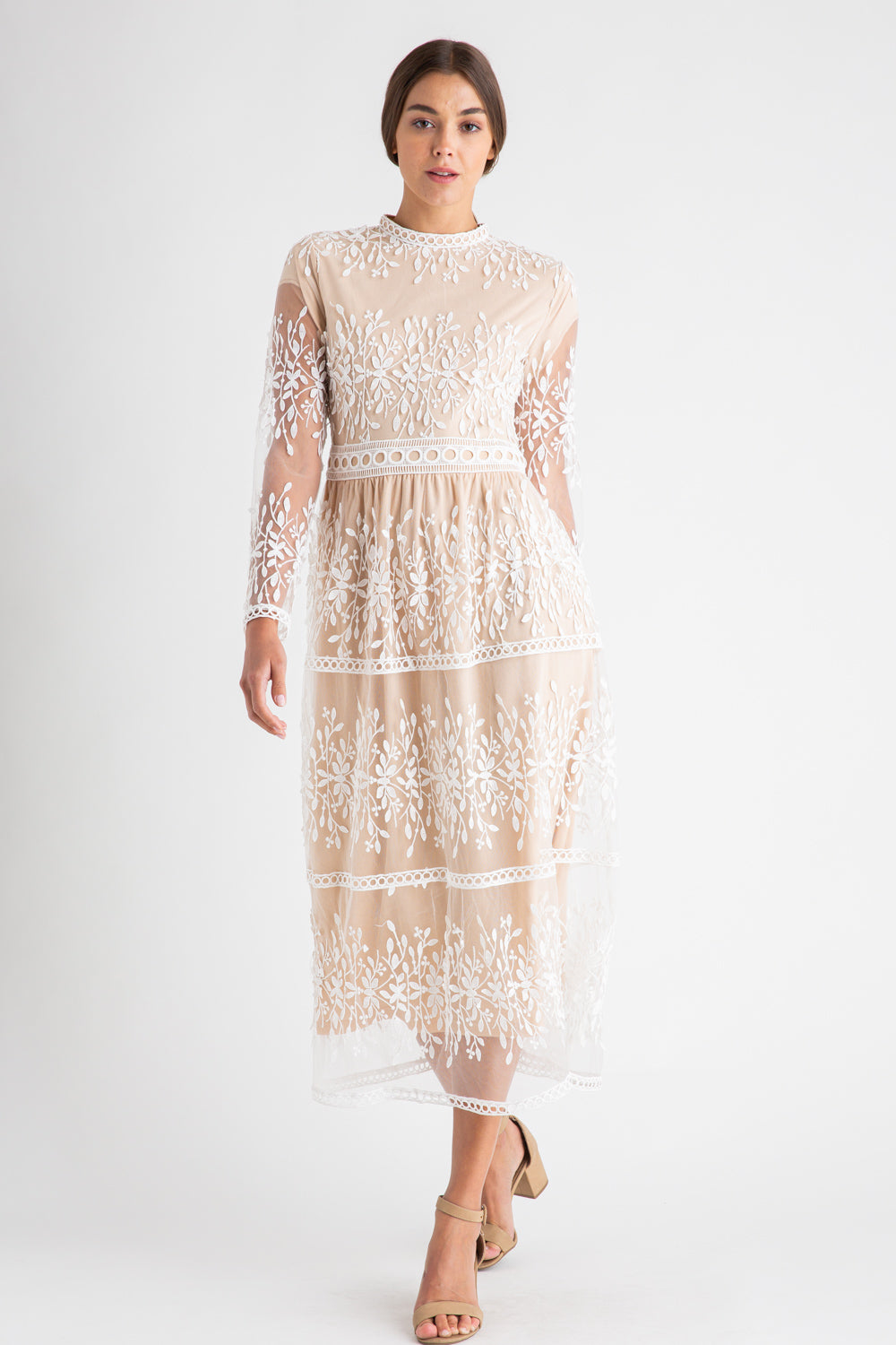 Noel Midi Lace Dress in Off White – Lace & Lilac
