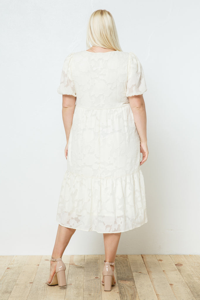 Irene Tiered Dress in Cream PLUS