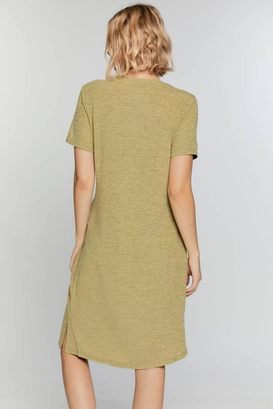 Janelle Tee Dress in Heathered Mustard