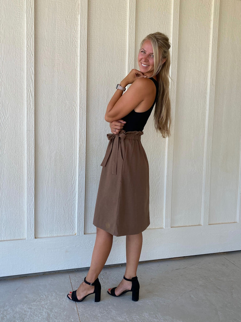 Sasha  High Waist Skirt in Mocha