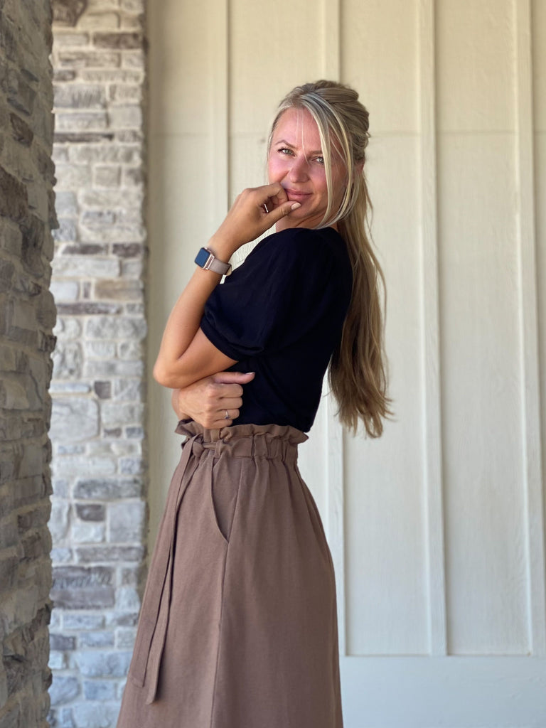 Sasha  High Waist Skirt in Mocha